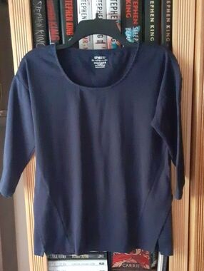 Chico's Navy Scoop-Neck 3/4 Sleeve Top